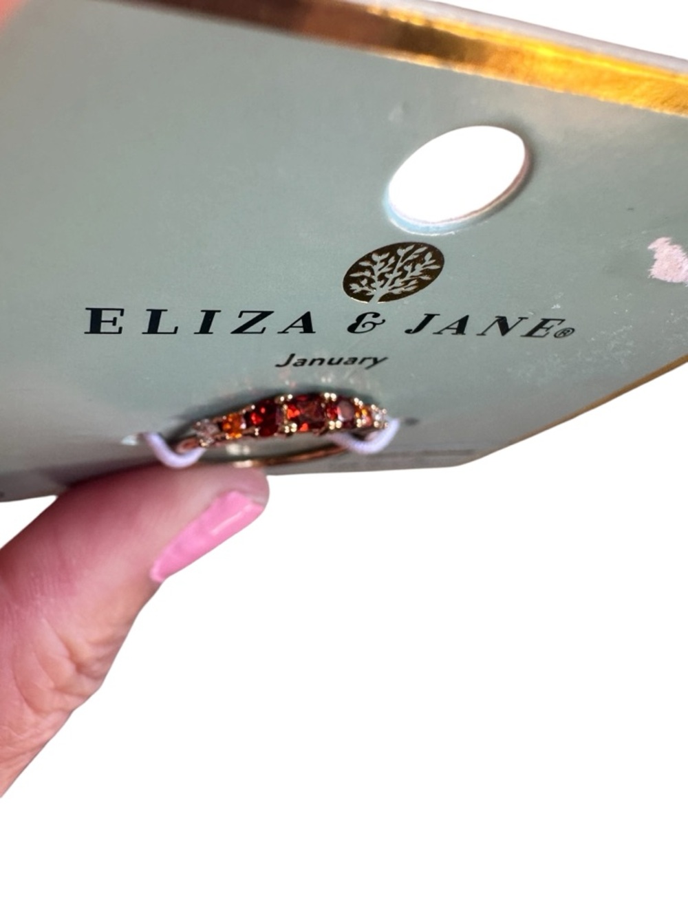Eliza & Jane 18K Gold Plated Garnet Minimalist Ring - Picture 2 of 4